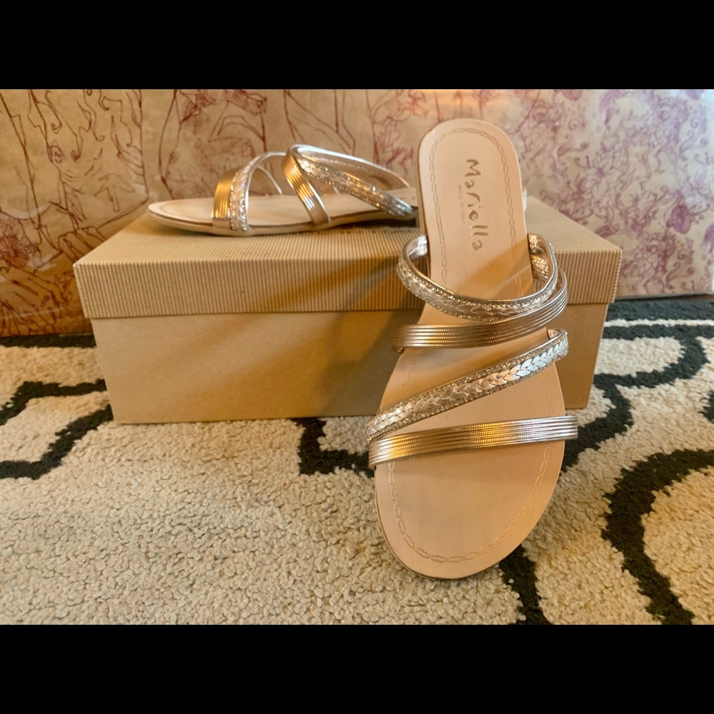 Women’s ‘Mariella’ Rose Gold Sandals with Crystal Accents